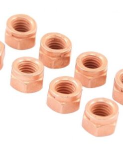 Exhaust Lock Nut Set, 12mm Head, 8mm-1.25 Thread, Copper, 8pcs. - Part # 00-9525-0
