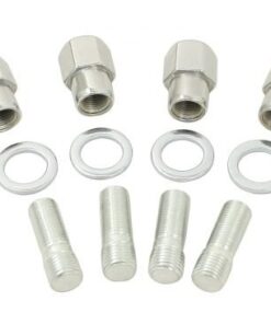 Chrome Nut & Stud Kit, with Flat Washers, M14-1.5 to 1/2-20, (for Mag Wheels) 4 Pair - FREE SHIPPING