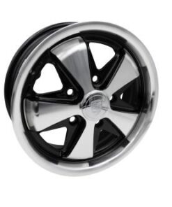 911 Alloy, Gloss Black with Polished Lip & Spokes, 15x5 1/2, 5x130 Bolt Pattern, 4 15/16" BS - FREE SHIPPING (5 -7 Days Wait)