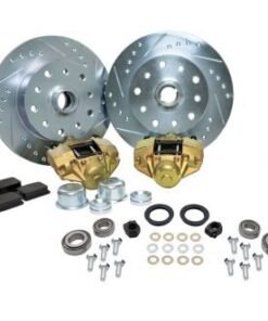 Bolt-On Front Disc Brake Kit – Link Pin 5-Lug Double Drilled 5x130mm & 5x4.75" – Directional Drilled & Slotted Rotors – Type 3 ’66-’71 (5-7 DAYS WAIT)