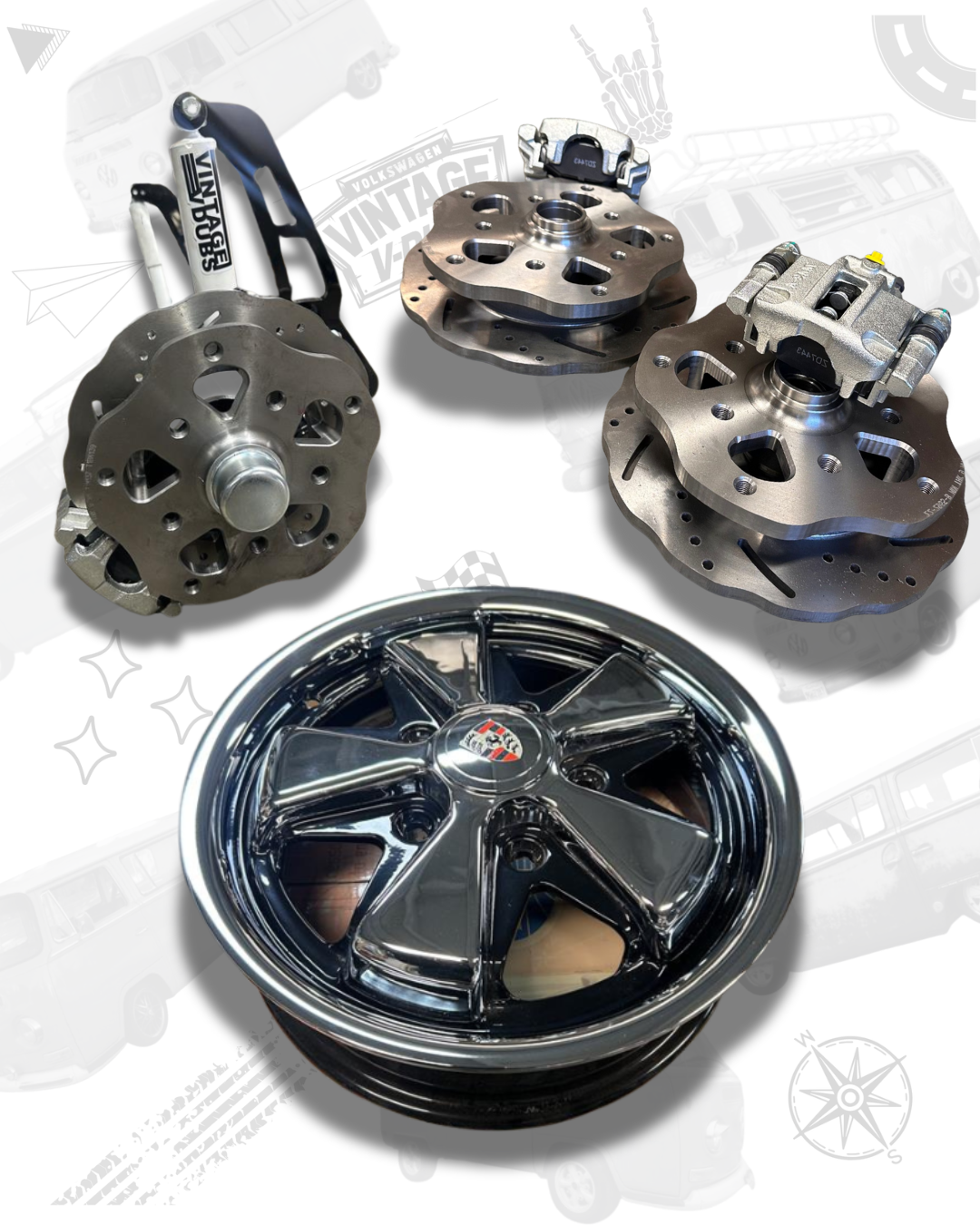 B.B.B T-1 Best Beetle Brakes with Spindles and Detailed Porsche Alloys